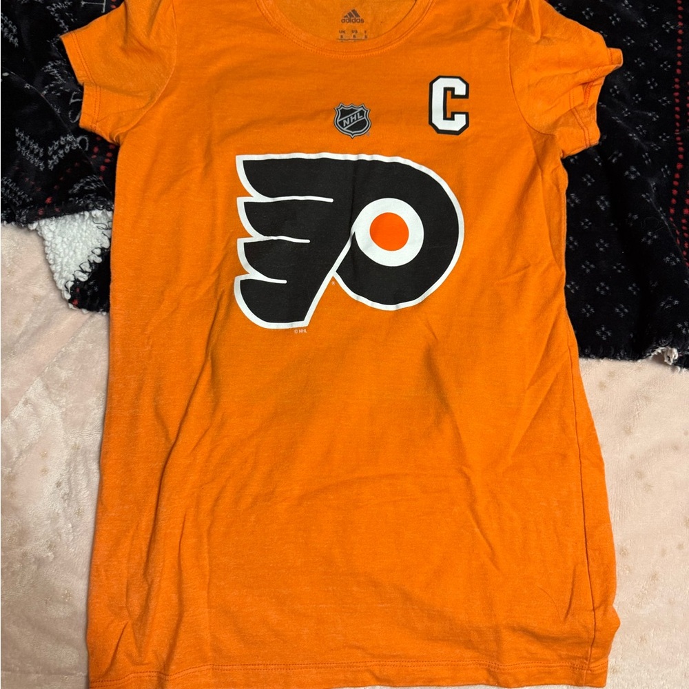 Adidas Women's Philadelphia flyers GIROUX Orange Graphic Tee